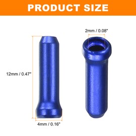 sourcing map 100pcs Bike Cable End Caps Set Aluminum Alloy Cable End Crimps Durable Bike Brake Cable End Tips Kit for Brake Cable Core End Shift Cable Core Tail End Parts Tools, Blue