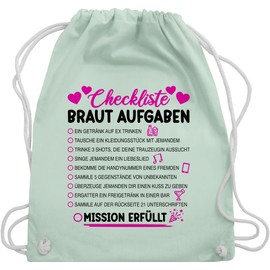 Shirtracer - Gym Bag Backpack - Hen Party Women - Bride Tasks I Courage Test Checklist, 04 Pastel Green