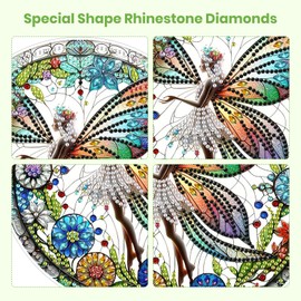 RICUVED 5D Angel Diamond Painting Pendant, Elf Diamond Painting Pendant Kits for Children Adults, Special Shaped Diamond Painting Pendant, DIY Diamond Art, Hanging Ornament Set