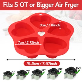 BMSQOFD Silicone Air Fryer Muffin Pan for Air Fryer, Mini Cupcake Muffin Pans with Carrying Handle,Silicone Baking Cups for Making Cupcakes,Egg Muffins(Red)