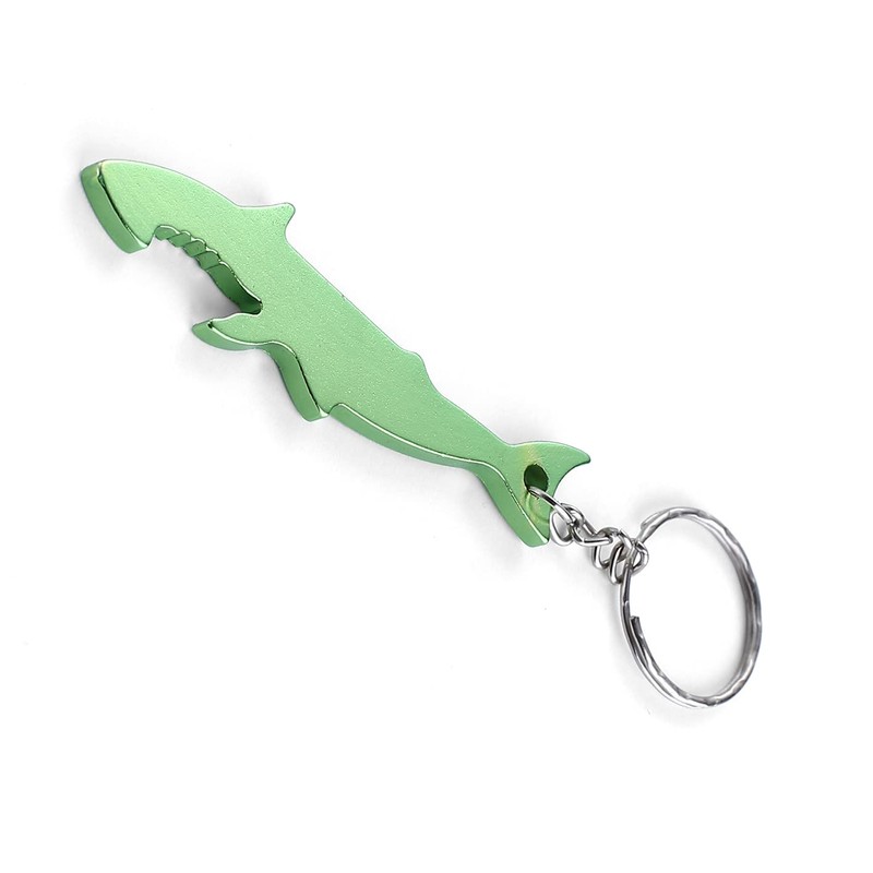 Komonee Shark Green Bottle Opener Key Chain Metal Sea Life