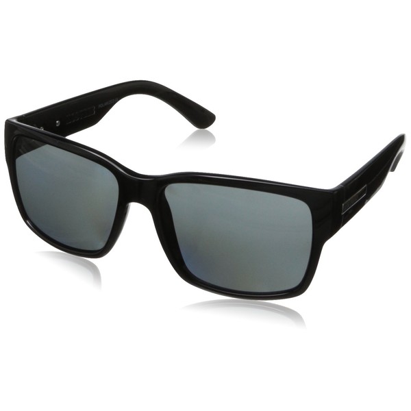 Hoven Mosteez 51-0102 Polarized Rectangular Sunglasses,Black Gloss,62 mm