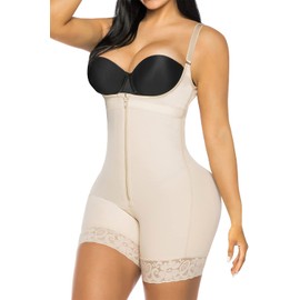 YIANNA Fajas Para Mujer Con Control De Abdomen Fajas Colombianas Body Shaper Zipper Open Bust Body,YA7212-Beige-L
