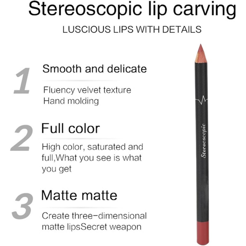 Labios Lápiz de Contorno Waterproof, 12 Piezas