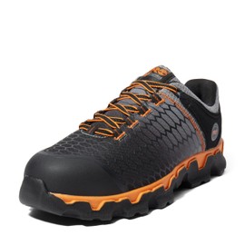 Timberland PRO Men's Powertrain Sport Alloy Safety Toe Static Dissipative Industrial Athletic Work Shoe, Black/Grey/Orange-2024 New, 10.5 Wide