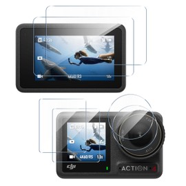 Compatible DJI OSMO Action 4 Film, 2 Pieces, Made by Nippon Asahi Glass, Glass Film, Tempered Glass, LCD Protective Film, 9H Hardness, Shockproof, Shatterproof, High Transmittance, Bubble Free,