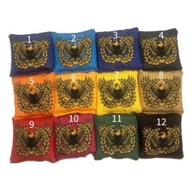 Warrant Officer Eagle Rising Cornhole 4-Bags Set Double-Sided Eagle Design, Multiple Branch Colors (Maroon - Medical Service and Veterinarian)