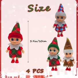 MORAINJAY 4Pcs Christmas Mini Baby Elf Doll Toys,Christmas Naughty Baby Elves Tradition Tiny Elf for Girls and Boys,Mini Elves Xmas Small Figures for Christmas Stocking Stuffers,Kids New Year Gifts