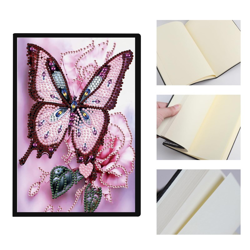 DCIDBEI 2 Pack Diamond Painting Notebook Butterfly A5 Blank Diamond