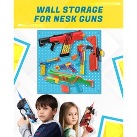 Skywin Peg Board for Nerf Gun Storage Organizer - Hanging Holder Compatible with All Blasters Nerf Gun Rack Organizer for Wall Organization (Blue)