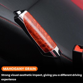 JNNJ Car Handbrake Cover, Universal Handbrake Decorative Cap, ABS Auto Comfortable Grip Handbrake Cover, Universal Auto Interior Decoration Accessories Compatible with Most Vehicles（Mahogany）