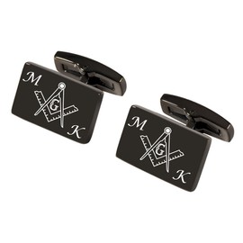 Engraved Gunmetal Freemason Cufflinks - Ships From USA