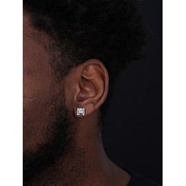 MOISSANITE Baguette Modern Earrings – 925 Sterling Silver Iced Out 8mm Studs – 0.6ct VVS D Color Stones – Pass Diamond Tester – Hip Hop Future Men’s Earrings