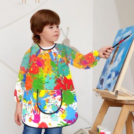 LECTNORE Kids Painting Apron Waterproof Painting Apron Long Sleeve for Kids Children's Art Smock with Pockets for Painting Cooking Eating（Height 100-120cm）