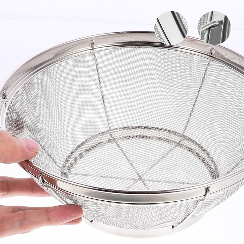 SHOWERORO Stainless Steel Rice Washing Sieve 8.5 Inch Fine Mesh