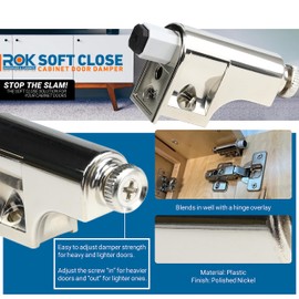 10 Pack Rok Hardware Soft Close Damper for Cabinet Doors/Compact/SoftClose Cabinet Adapter/Hardware/Hinge Polished Nickel Finish, SCD103