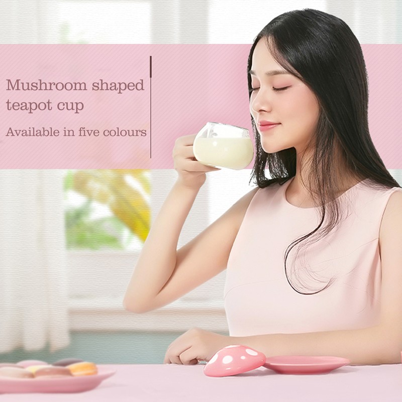 Cute Mushroom Shaped Teacup Ceramic Glass Filter Tea Cup Set