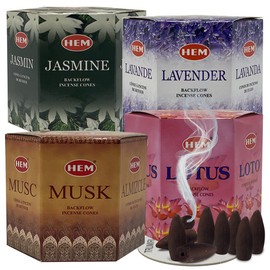 TRUMIRI Incense Cones, 4 Sets of 40 Cones Each, Variety Pack (Jasmine, Lavender, Lotus, Musk) for Waterfall and Mat Bundle