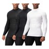 DEVOPS 3 Pack Men's Athletic Turtle Neck Long Sleeve Compression