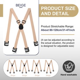 Xtinmee 4 Pcs Hidden Suspenders for Men Hidden Suspenders Adjustable Under Clothing Undergarment(Beige)