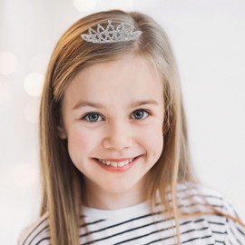 MAGICLULU Children Tiara Hair Clips for Girls Barrette Clip Tiny Comb Holy Communion Hair Accessories Tiara Crown for Child Kids Tiara Hair Comb Silver Hair Clips Small Headdress Princess
