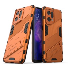 ESTH® Case for Oppo Find X5 with Expanding Stand and Shockproof TPU Bumper, [Military Grade Anti-Fall Protection], Cover Compatible with Magnetic Car Mount, Orange