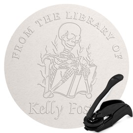 Custom Library Embosser - Style 104 - Embosser, Wood Stamp or Self Inking Stamp - Book Embosser Includes 50 Gold Seals - Custom Stamp Seal from The Library of
