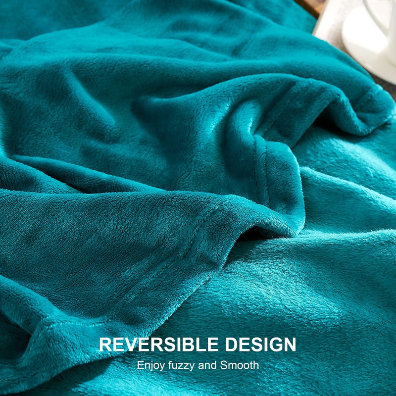 EHEYCIGA Fleece Blanket Teal Throws for Sofas Fluffy Warm Soft