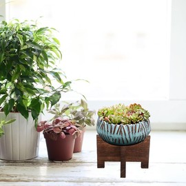 Unomor Wood Drink Dispenser Holder and Plant Stand - Sturdy Floor Stand for Indoor Use, Fits 1-5 Gallon Water Bottles, Compatible with Various Plant Pots