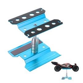 sourcing map 1 Set RC Car Work Stand Lift Lower Aluminum Repair Workstation 360 Degree Rotation with Purple Screw Tray and Screw Box for 1/8 1/10 1/16 Scale RC Car Crawler Vehicle (Sky Blue)