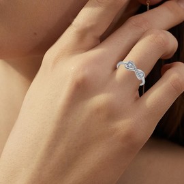 EJARY Infinity Promise Ring for Women 925 Sterling Silver Simulated Diamond Cubic Zirconia Twisted Engagement Eternity Rings Band, Size 6