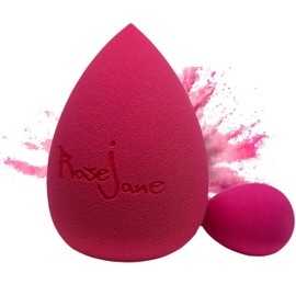 Rosejane| Beauty Blender Makeup Sponge for All Skin Types | Blend Liquid Foundations, Powders and Creams | Streak Free Application | Vegan, Cruelty Free | Two pieces| color (Pink punch)