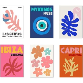 Preppy Ornament,Aesthetic Canvas Wall Art Prints Stuff Things,Set of 6 Preppys Decor (Mixed, 25x20cm)