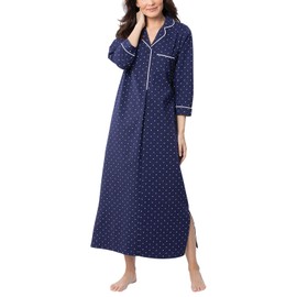 PajamaGram Women's Nightgowns & Sleepshirts - Night Gown, Navy Polka Dot, SM