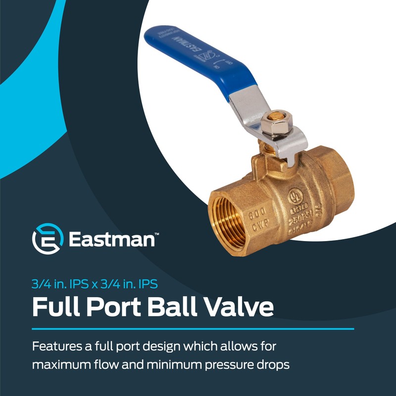Eastman 3/4 Inch IPS Heavy Duty Full Port Ball Valve,