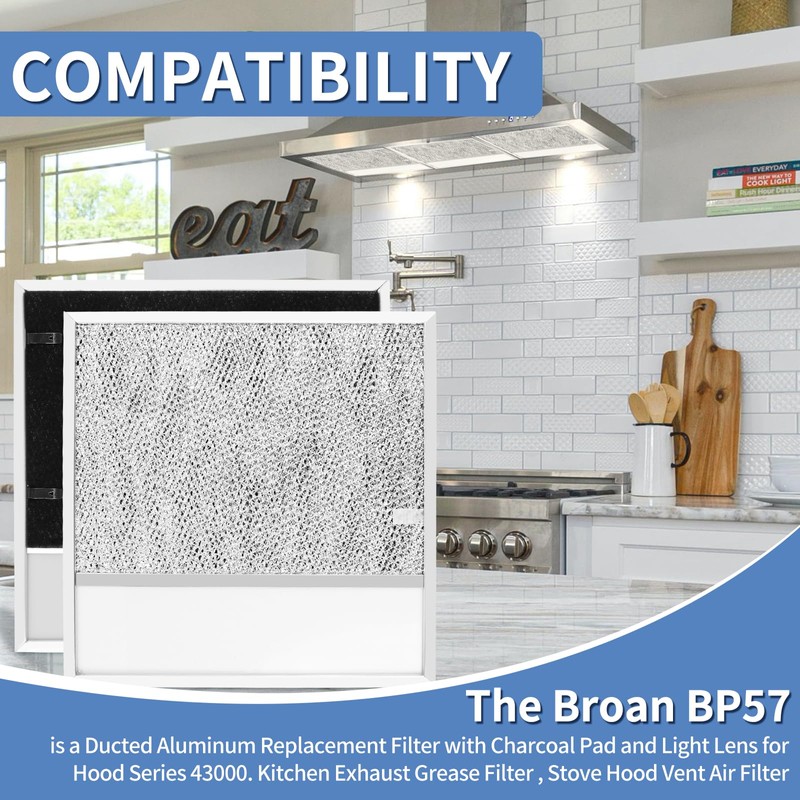 WZKO BP57 Range Hood Filter - for Broan-NuTone 43000 Kitchen