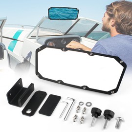 Universal Marine Mirror 4.3" x 11", Boat Rearview Mirrors, Upgrade UTV Wide-angle Convex Rear View Mirror for Ski Boats, Speedboat,Pontoon Boat, Watercraft Surfing and Automotive Interior - Black
