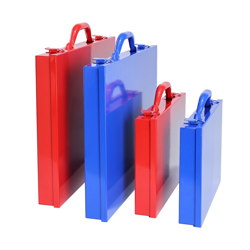 Mini Tool Box Parts Organizer, Blue Metal Box With 10