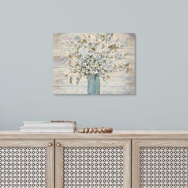 Color Play Rustic Flower Canvas Wall Art: Floral Bouquet in Mason Jar Painting Vintage Abstract Wildflower Picture Blossom Botanical Prints Decor Bathroom Bedroom Farmhouse Artwork