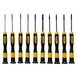 NEXTOOL D1105-59 Screwdriver Set, 10pcs Chrome Vanadium Steel, Ergonomic Design, Red/Yellow, 17 cm Long, Flat Head Style