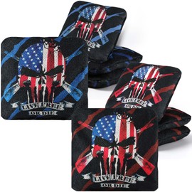 TOSJEUERA Cornhole Bags, Weather Resistant Dual Sided Slick and Stick Corn Hole Bean Bags Set of 8 for Toss Game with Carry Bag