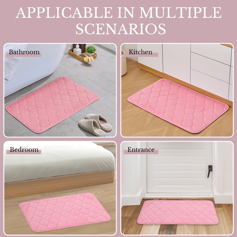 BSAOUTZ Memory Foam Bath Mat, Soft Velvet Bathroom Mats, Super