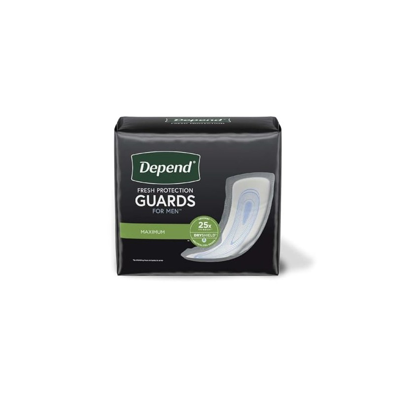 Depend Incontinence Guards for Men, Maximum Absorbency, 52 Count (Packaging