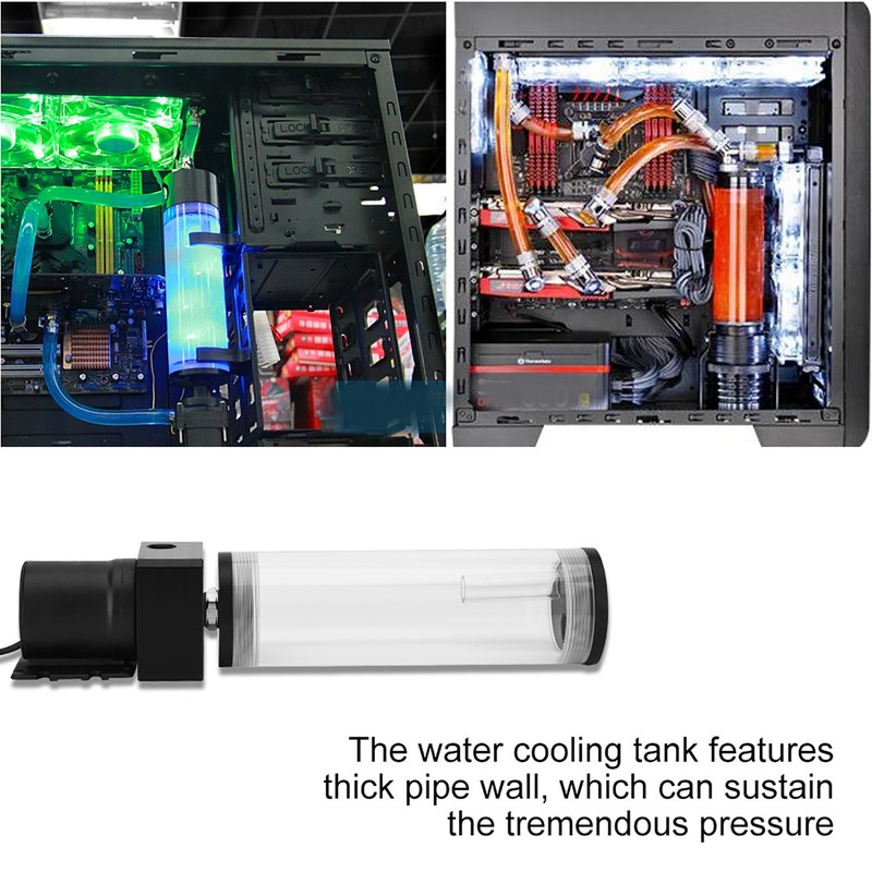 Acrylic Computer DIY Water Cooling Tank Cylinder Reservoir 19W Pump