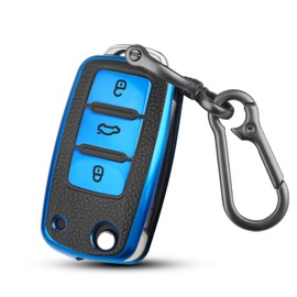 QBUC Car Key Case for VW, TPU Dustproof Key Box, Car Key Protection, Key Cover for VW Polo/Santana/Jetta (D-Blue)