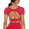 ENERBLOOM Open Back Workout Crop Tops for Women Backless Yoga