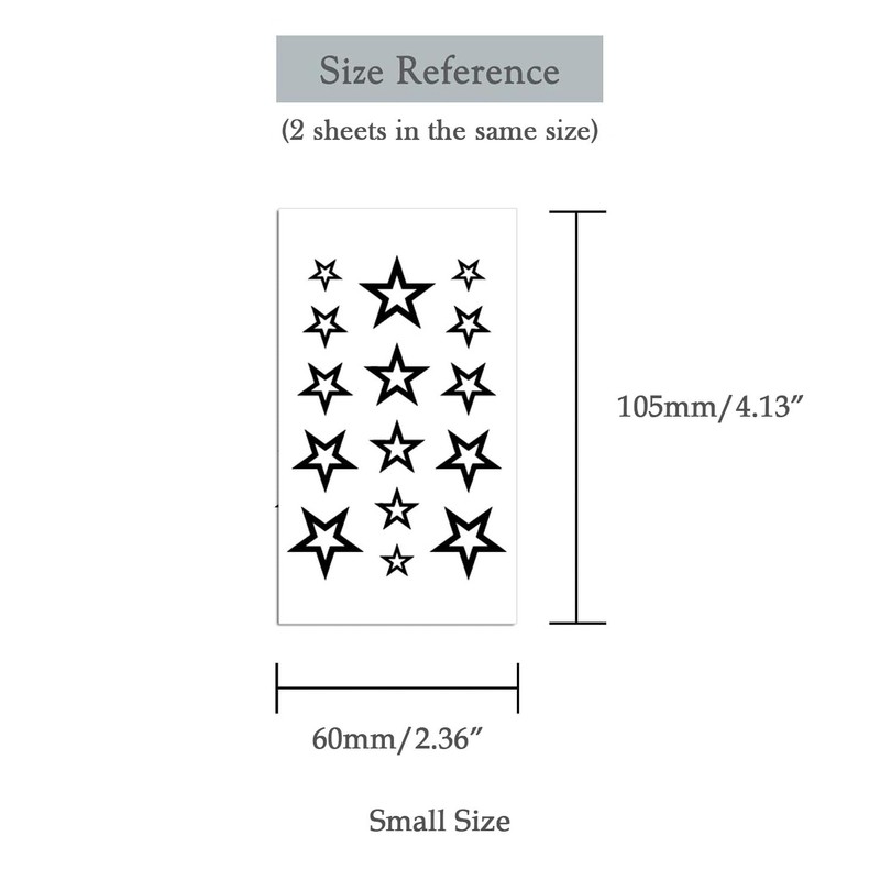 Oottati Small Cute Temporary Tattoo Hand Stars (Set of 2)