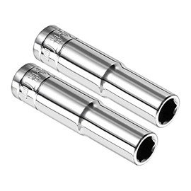 Kozelo 2pcs 6 Point Deep Socket - [1/4 Inch x 7mm] Square Drive for Car Mechanical Equipment Repair Use, CR-V Steel Metric Sizes