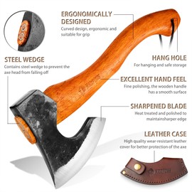NEDFOSS Mammoth Hatchet Axe for Camping, 15.6" Camping Axe for Wood Chopping, Hand Forged Camping Axes & Hatchets, Multipurpose Splitting Axe for Carving Bushcraft Outdoor Forest Garden, Gift for Men