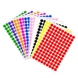 Ouzoustate 2340 PCS Colored Dot Stickers 1/2" Color Round Circle Stickers Colored Coding Labels Yard Garage Sale Price Stickers (Multicolored)